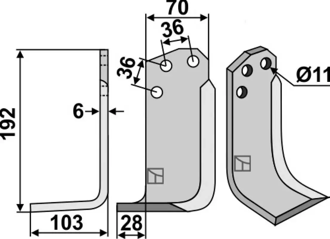 Fräsmesser 192x70mm, links